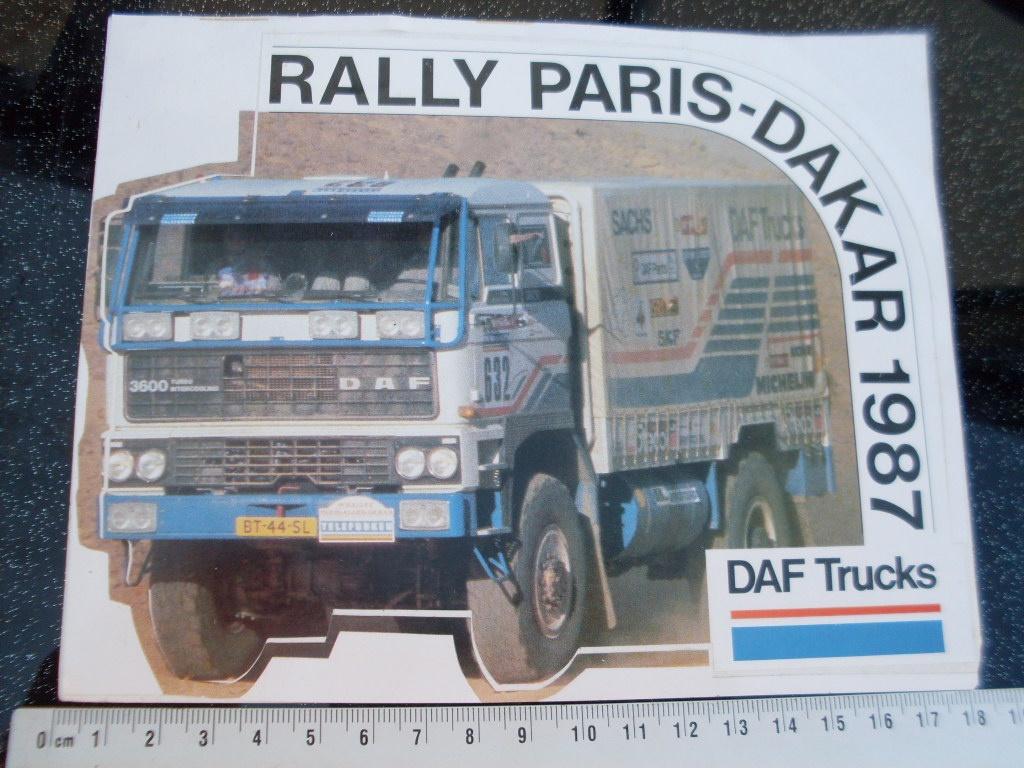 sticker DAF trucks rally paris dakar 1987 parijs, Verzamelen, Verzenden, Zo goed als nieuw, Auto of Motor