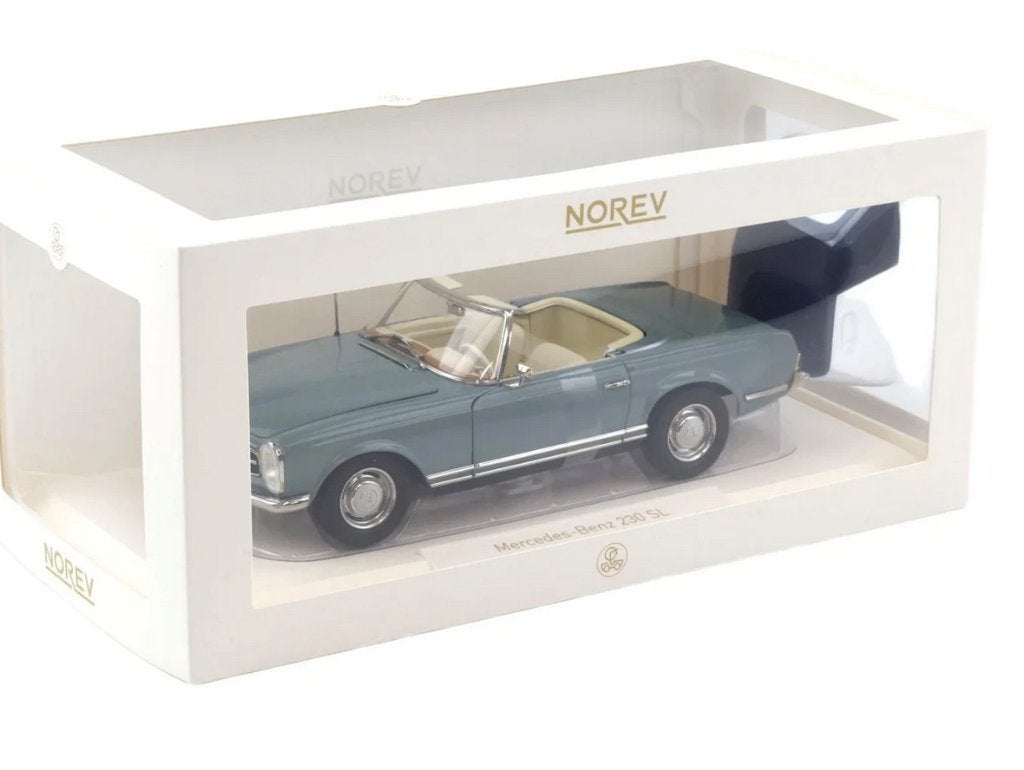 Mercedes Benz 230 SL 1963 l. Blauw 1/18 NOREV ref. 183992, Hobby en Vrije tijd, Verzenden, Nieuw, Auto, Norev