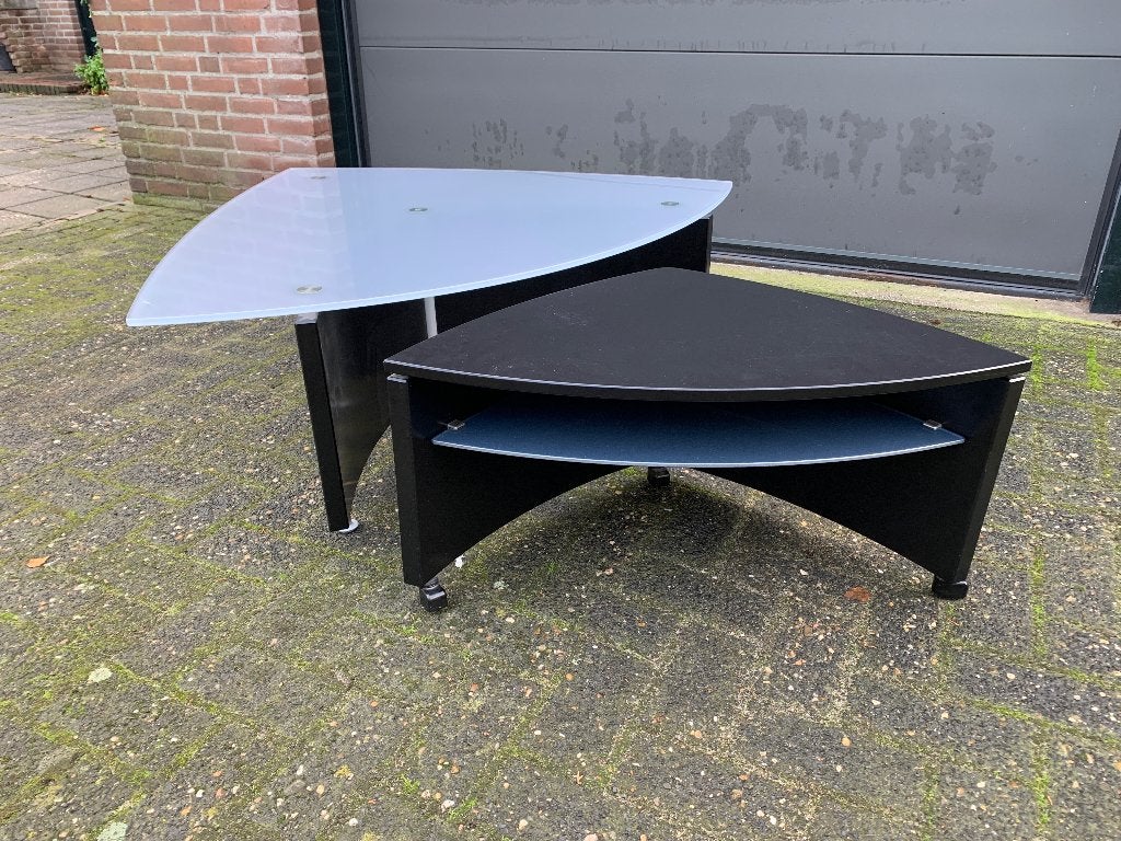 Leolux Joey salontafel met bijzettafel zwart, Huis en Inrichting, Ophalen, Zwart, Zo goed als nieuw, Modern