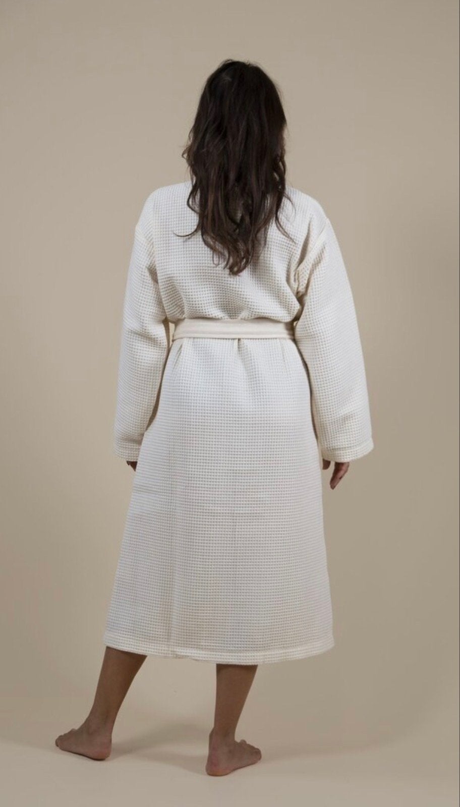 Unisex Offwhite wafel badjas 100% katoen (valt klein), Kleding | Dames, Ophalen of Verzenden, Zo goed als nieuw