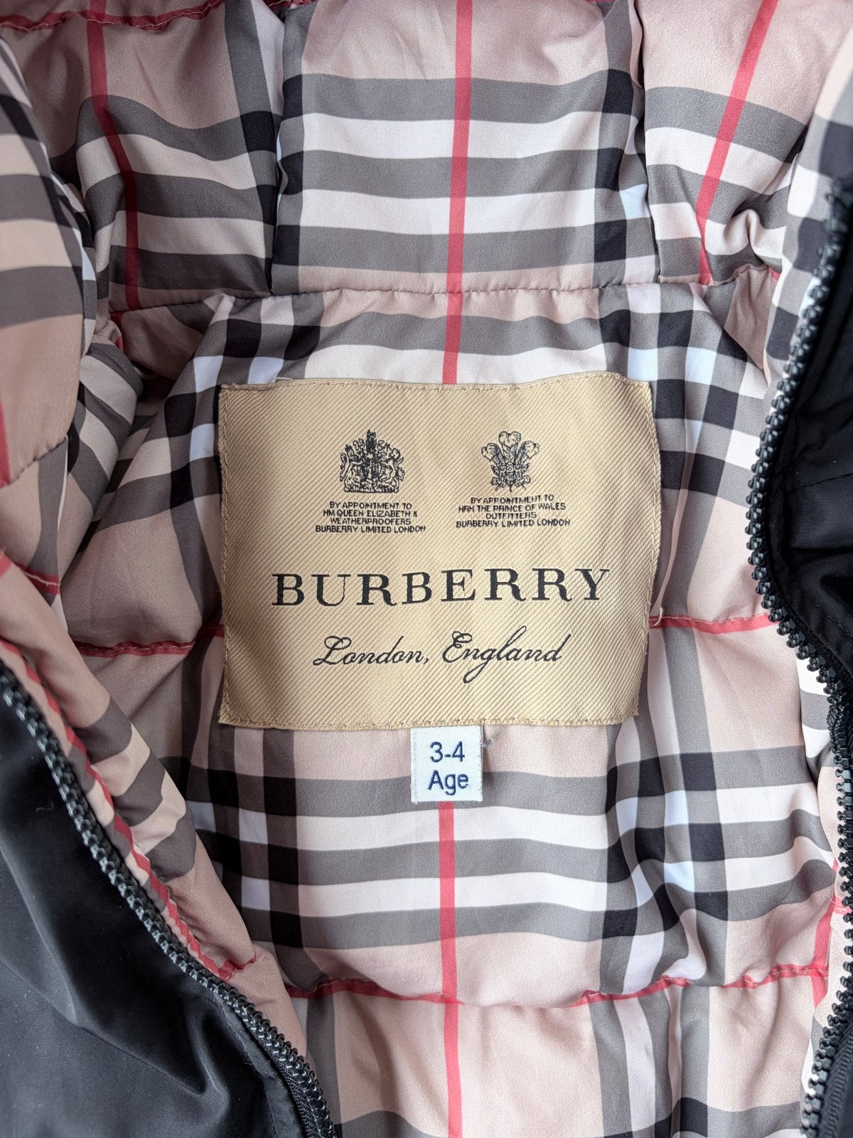 Burberry kinderjas - Zwart met iconische ruit (3-4 jaar), Ophalen, Gebruikt, Jongen of Meisje