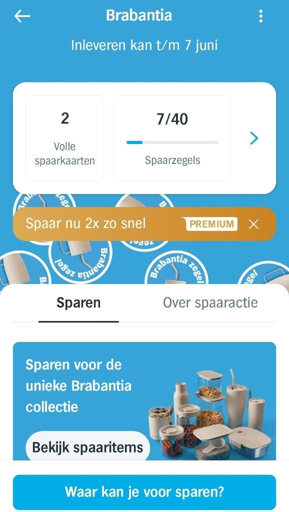AH Brabantia 2 spaarkaarten. Inleveren kan t/m 7 juni., Albert Heijn, Verzenden
