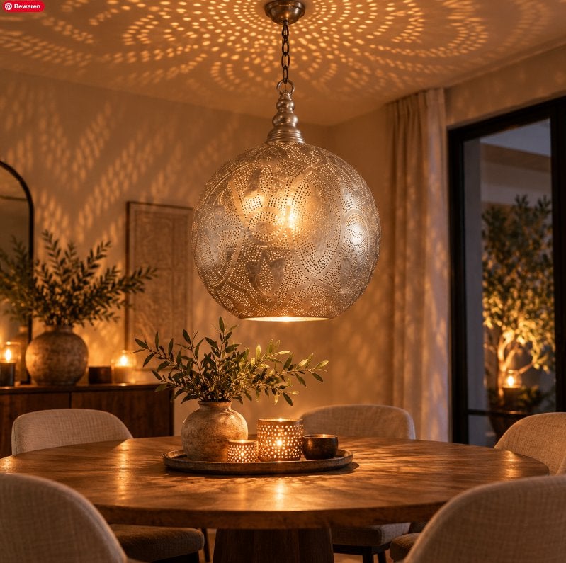 Zenza handgemaakte hanglamp uit Egypte, 40cm, Metaal, E27 (groot), Ophalen of Verzenden, Oosters, Arabisch, Bohemian