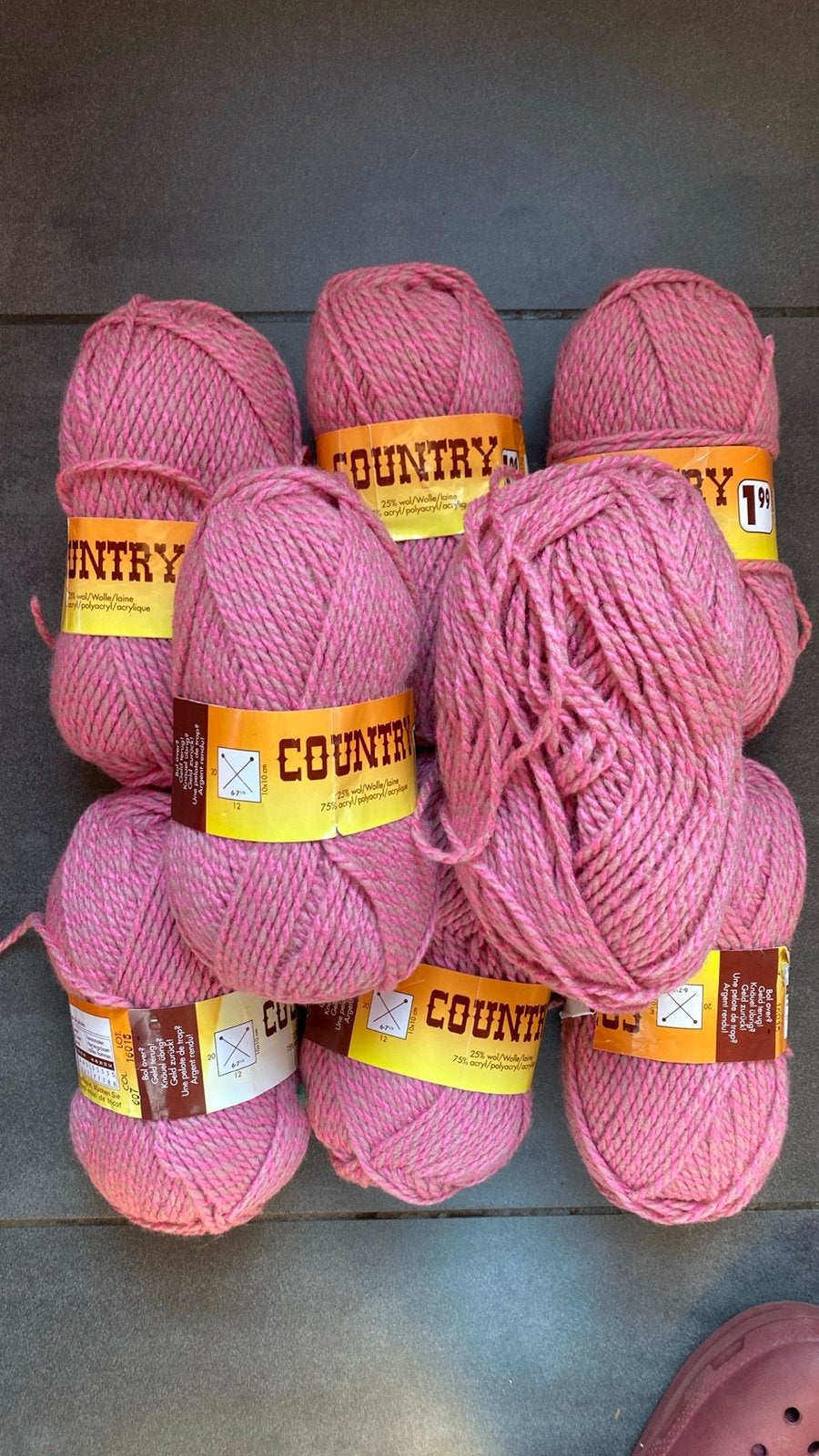 Roze Country Wol - 8 bollen, Ophalen of Verzenden, Nieuw, Breien of Haken, Wol of Garen