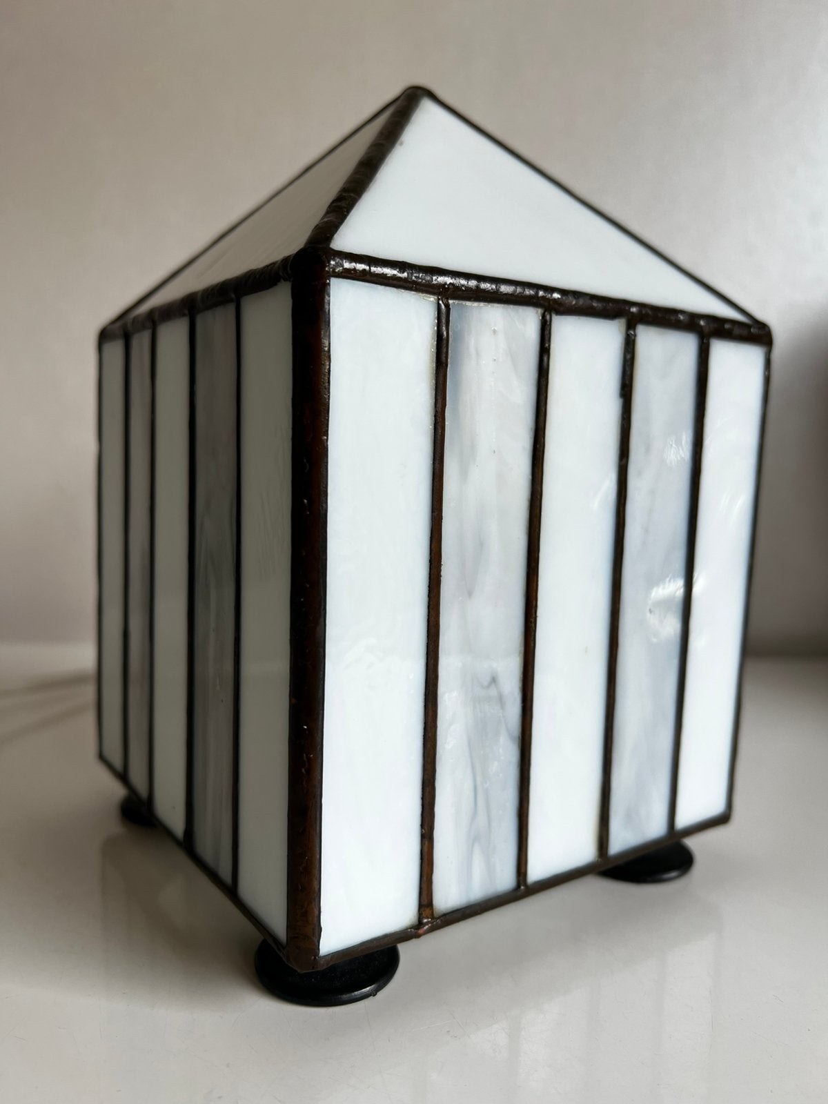 Vintage Honsel Leuchten Tiffany Tafellamp Wit Strandhuis 80s, Ophalen of Verzenden, Zo goed als nieuw, Tiffany lamp, Tiffany Style
