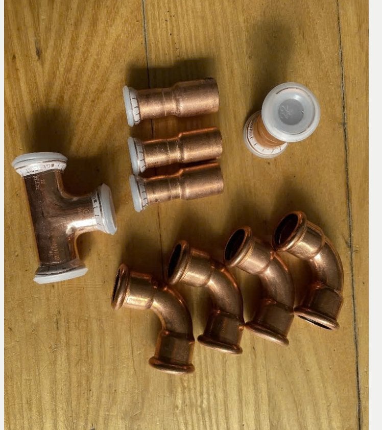 Partij pers fittingen Mapjes V VSH Xpress Koper, Overige materialen, Minder dan 20 mm, Overige typen, Nieuw