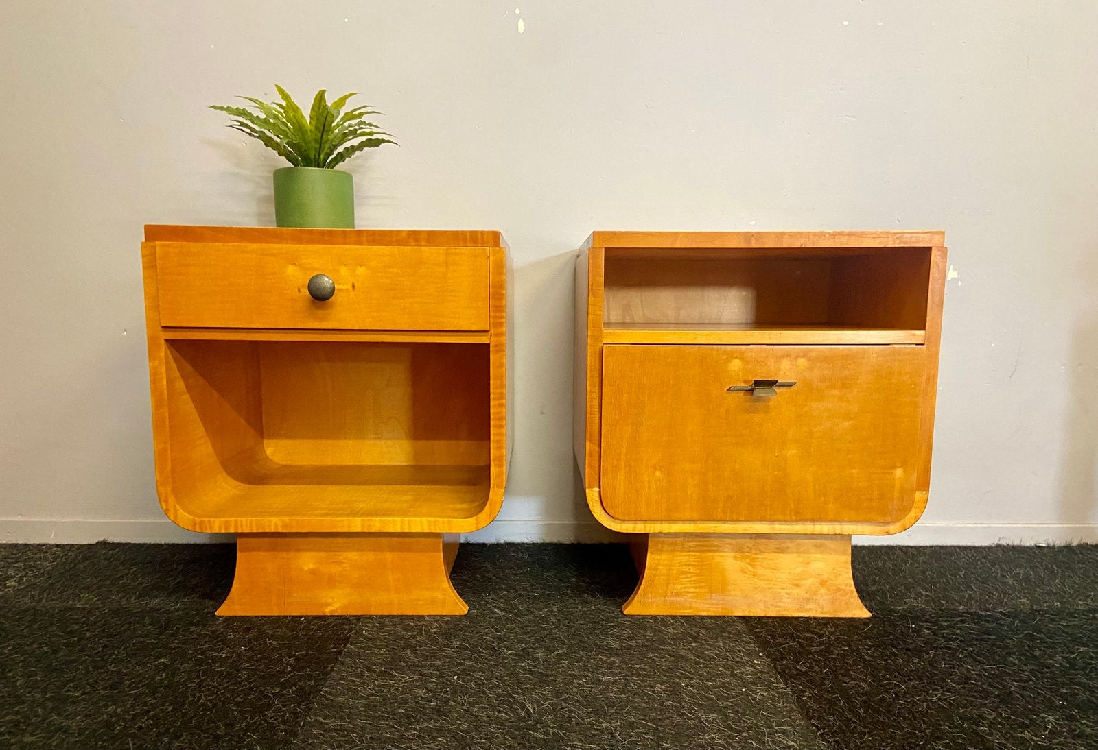 Vintage berken kastjes retro jaren 50/60 midcentury, Ophalen, Minder dan 45 cm, Zo goed als nieuw, Nvt