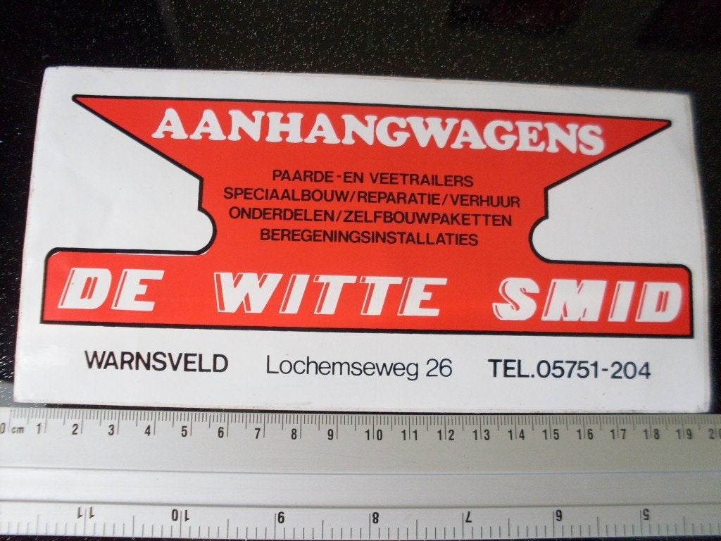 sticker aanhangwagens de witte smid warnsveld logo, Verzenden, Zo goed als nieuw, Bedrijf of Vereniging