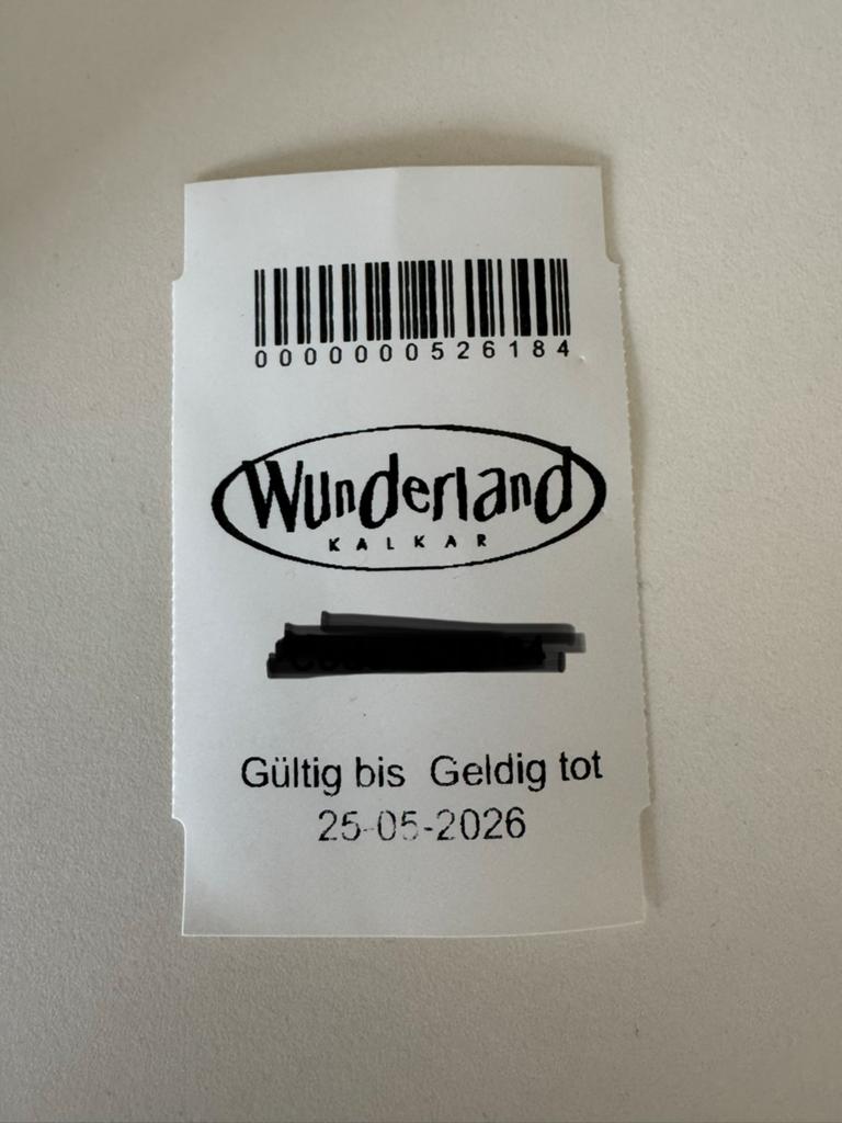 Parkeerkaart Wunderland Kalkar t.w.v €8, Eén persoon, Meerdaags