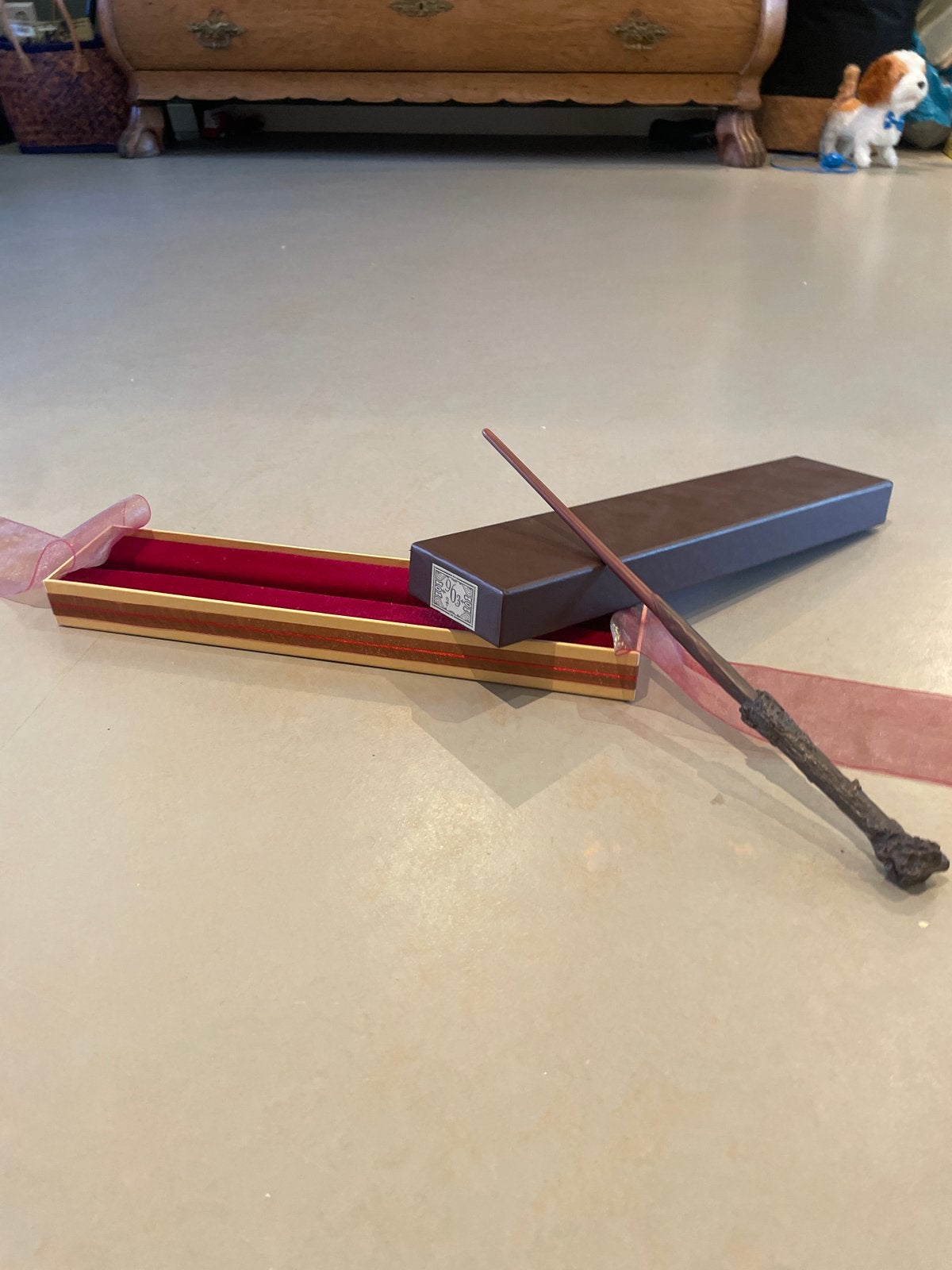 Harry Potter toverstaf met doos - Replica, Verzamelen, Ophalen of Verzenden, Zo goed als nieuw, Replica