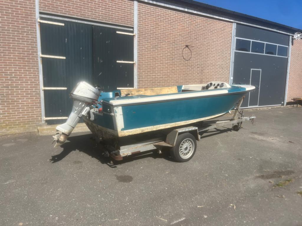 Polyester Speedboot 8 pk 4 takt, Watersport en Boten, Ophalen, Zo goed als nieuw, Polyester