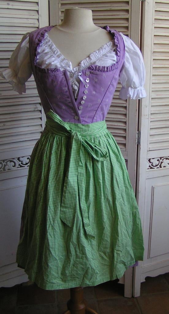 tiroler dirndl jurk en schort maat 34 nr XX 1003, Carnaval, Verzenden, Wenger, Zo goed als nieuw