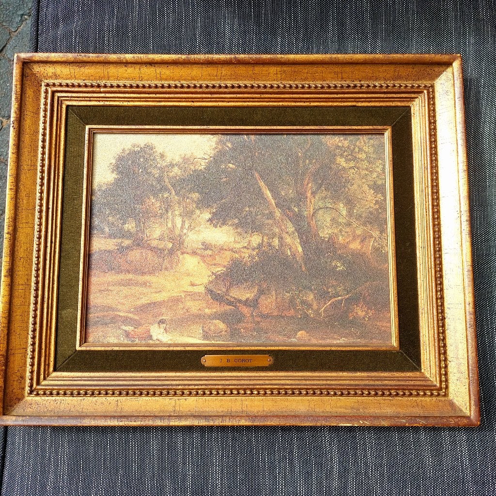 Corot-reproductie in prachtige oude lijst!, Ophalen, Bijzondere lijst, Landschap, Klassiek