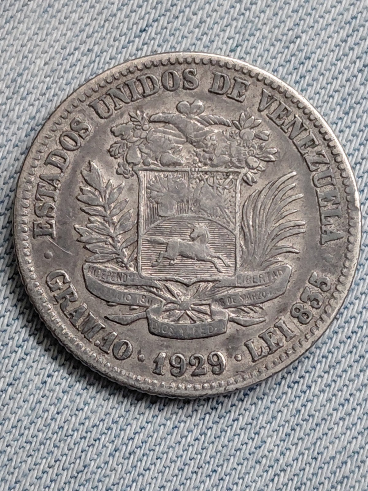 Venezuela 2 Bolivares 1929 - Zilver, Verzenden, Zuid-Amerika, Losse munt, Zilver