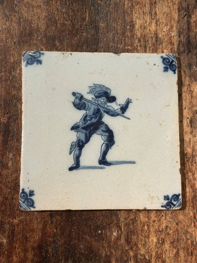 Oude delft blauwe tegel van edelman, Antiek en Kunst, Ophalen of Verzenden