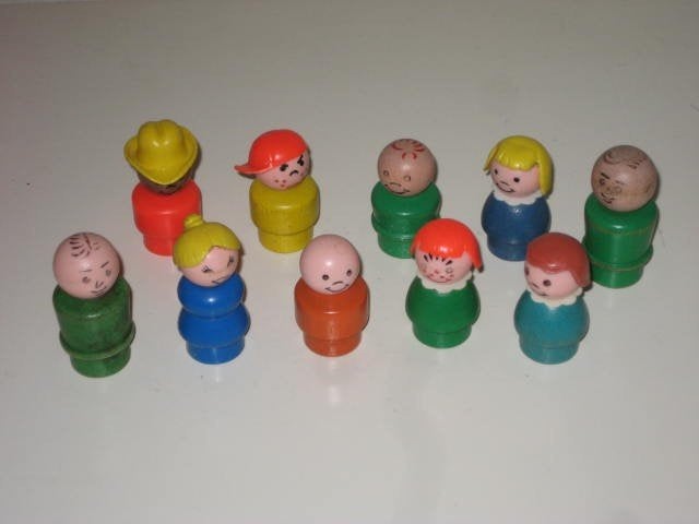 Fisher Price houten/plastic popjes autootjes popjes werkman, Ophalen of Verzenden, Gebruikt, Speelset