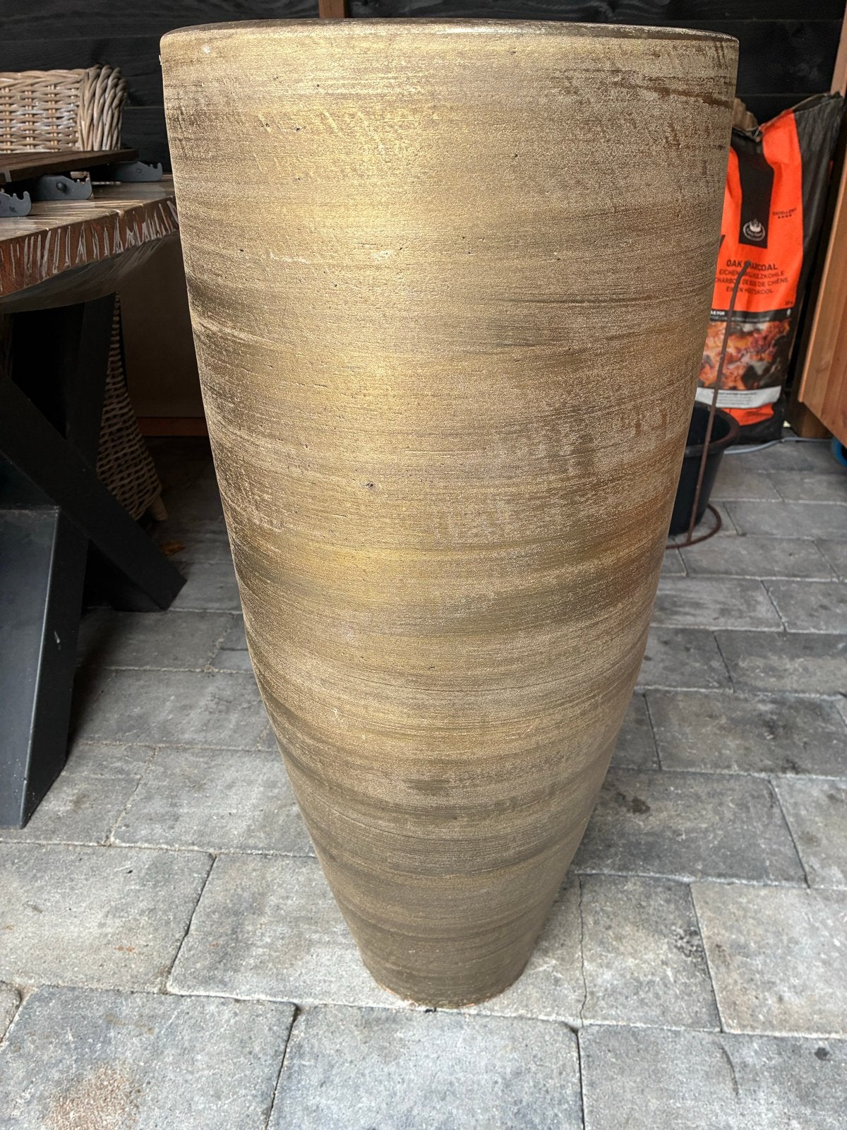Grote gouden bloempot/plantenbak, Ophalen, Overige materialen, Gebruikt, Minder dan 60 cm