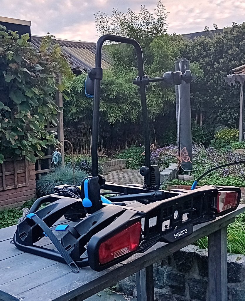 Fietsendrager Hapro Atlas 2 Premium Blue E bike, Ophalen, Zo goed als nieuw, Brede banden, 2 fietsen