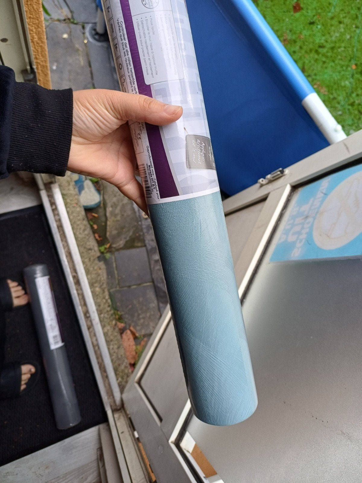 Behang met patroon - Grijs en Blauw, Ophalen, Overige typen, Overige merken, Structuur