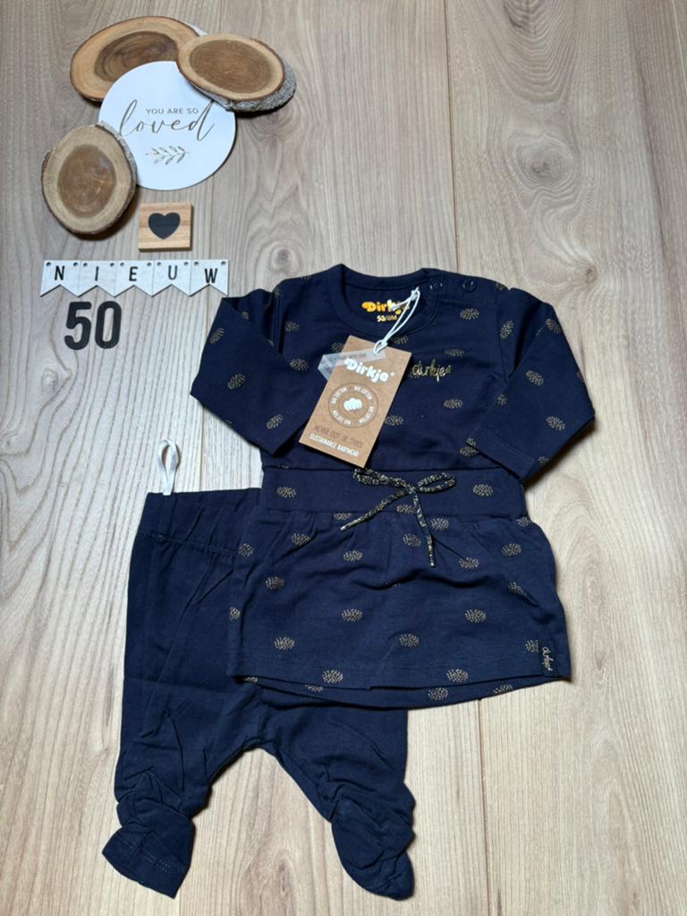 Baby meisje dirkje setje jurkje legging blauw maat 50, Kinderen en Baby's, Babykleding | Maat 50, Ophalen of Verzenden, Nieuw