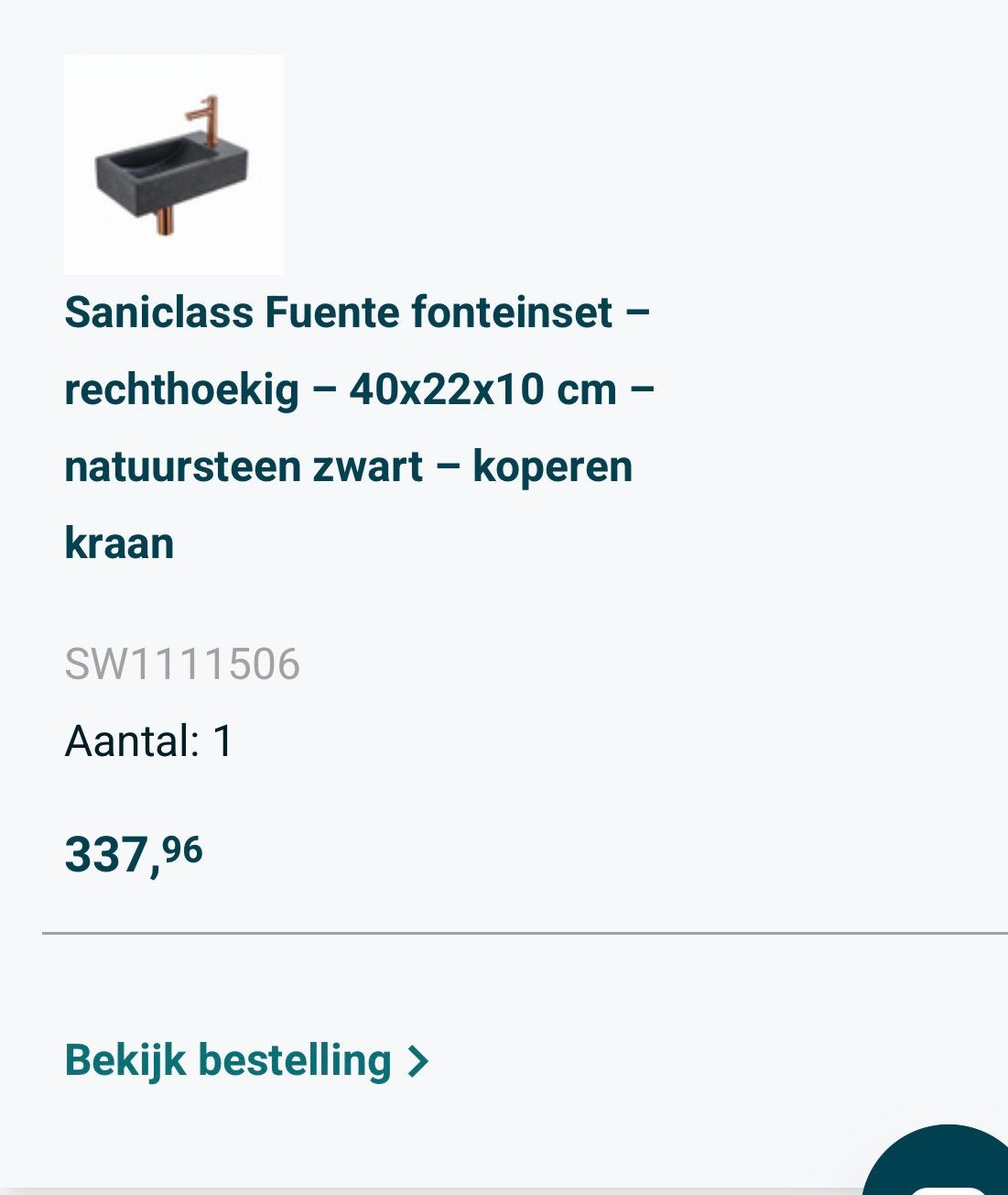 Saniclass Fuente fonteinset - zwart natuursteen & koperen kr, Ophalen of Verzenden, Nieuw, Koper, Wastafel
