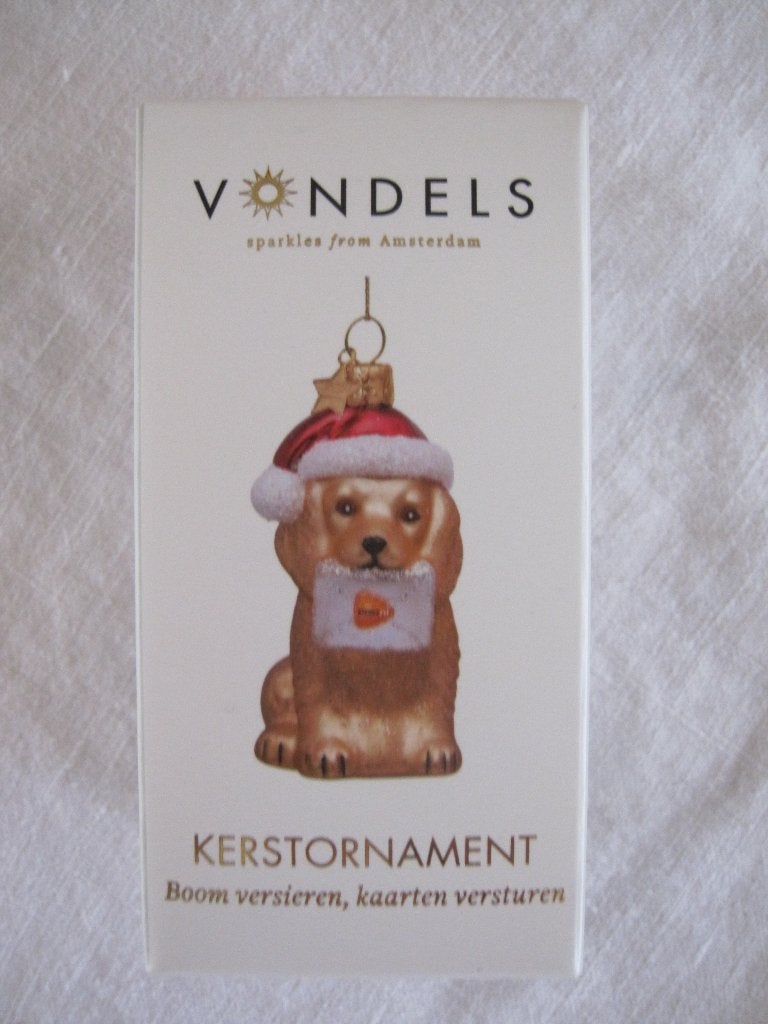 Vondels Kerstornament Hond met Kerstmuts Nieuw in Verpakking, Ophalen of Verzenden