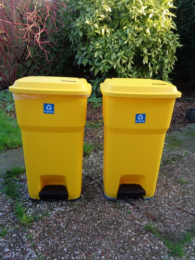 2 VILEDA Hera gele pedaalemmer voor plastic afval - NIEUW -, Ophalen, Kunststof, Met pedaal, 50 tot 75 cm
