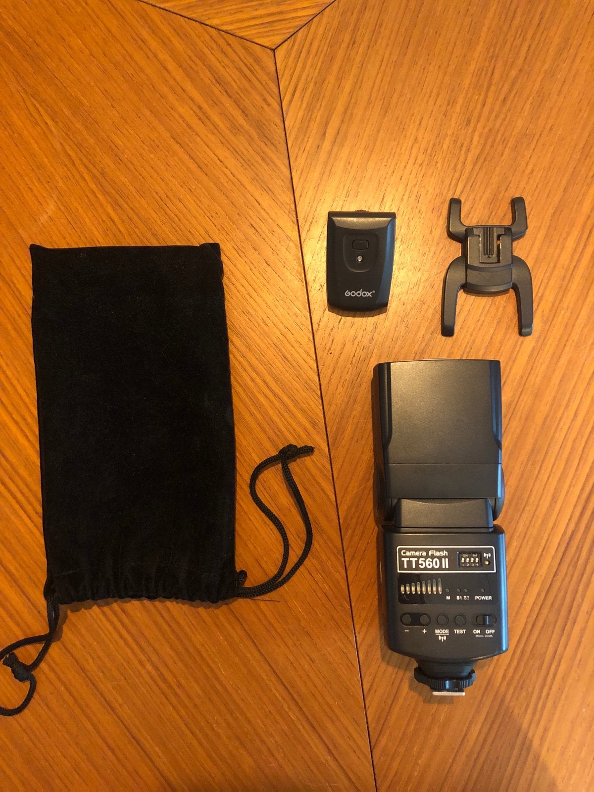 Godox TT560 II flitser met trigger en accessoires, Canon, Externe flitser, Ophalen of Verzenden, Zo goed als nieuw