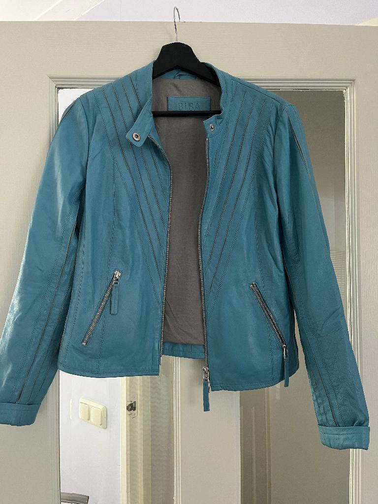 Biba 100% leren jasje, super!, Ophalen, Zo goed als nieuw, Maat 36 (S), Blauw