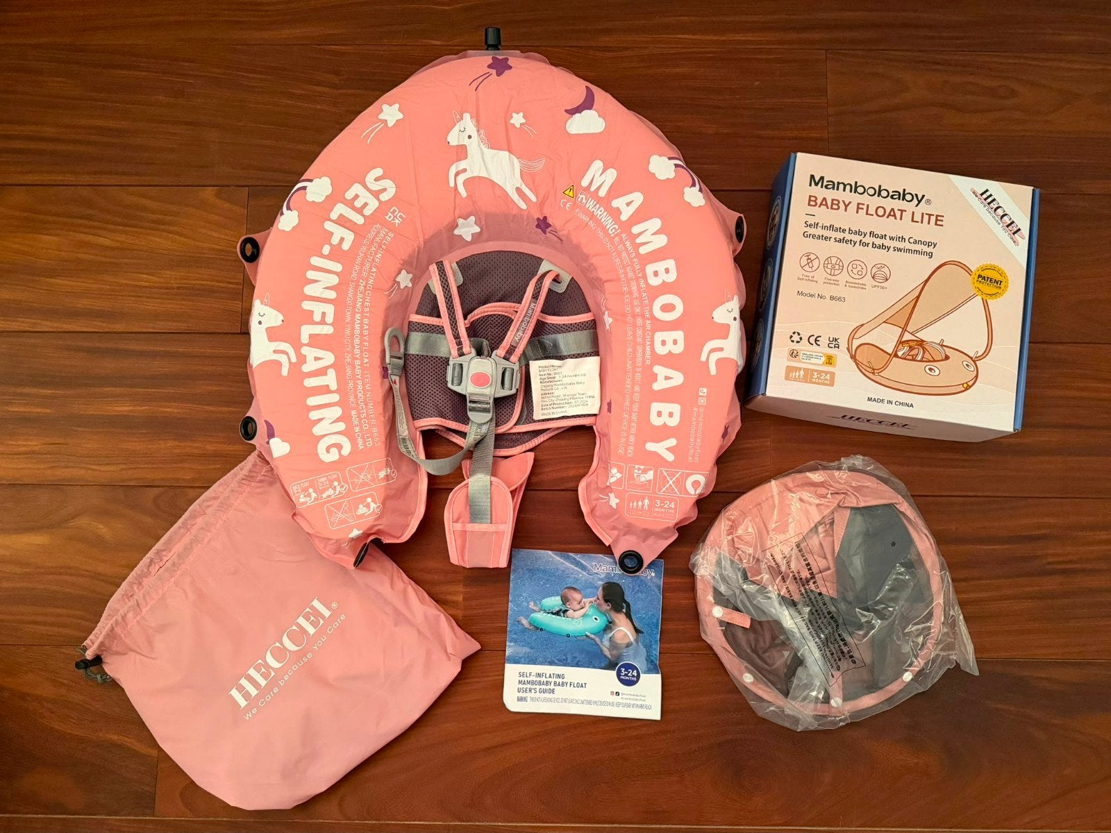 Mambobaby Baby Float Lite - Zelfopblaasbare Zwemband Roze, Kinderen en Baby's, Ophalen, Zo goed als nieuw, Jongetje of Meisje