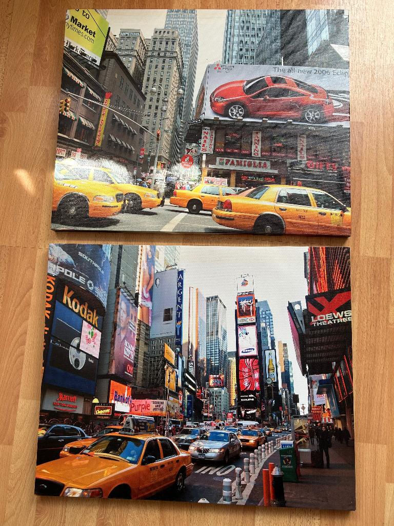 Canvasdoeken New York 2x prima staat, Ophalen, Gebruikt, Schilderij, Minder dan 50 cm