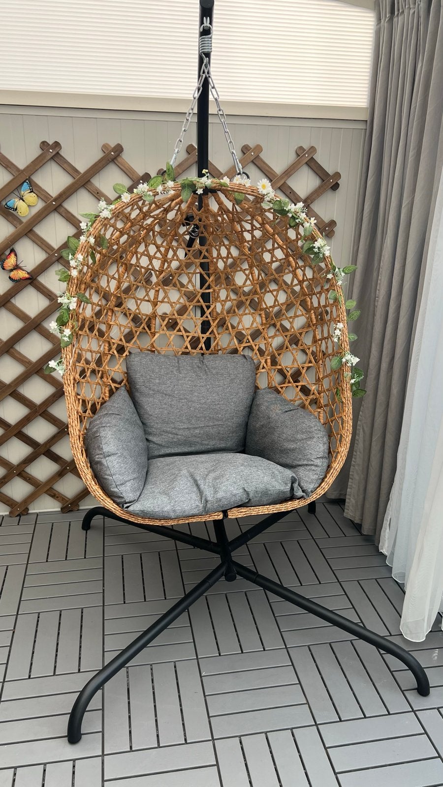 Hangstoel 103 x 105 x 195 cm, Huis en Inrichting, Stoelen, Ophalen, Overige kleuren, Riet of Rotan, Zo goed als nieuw