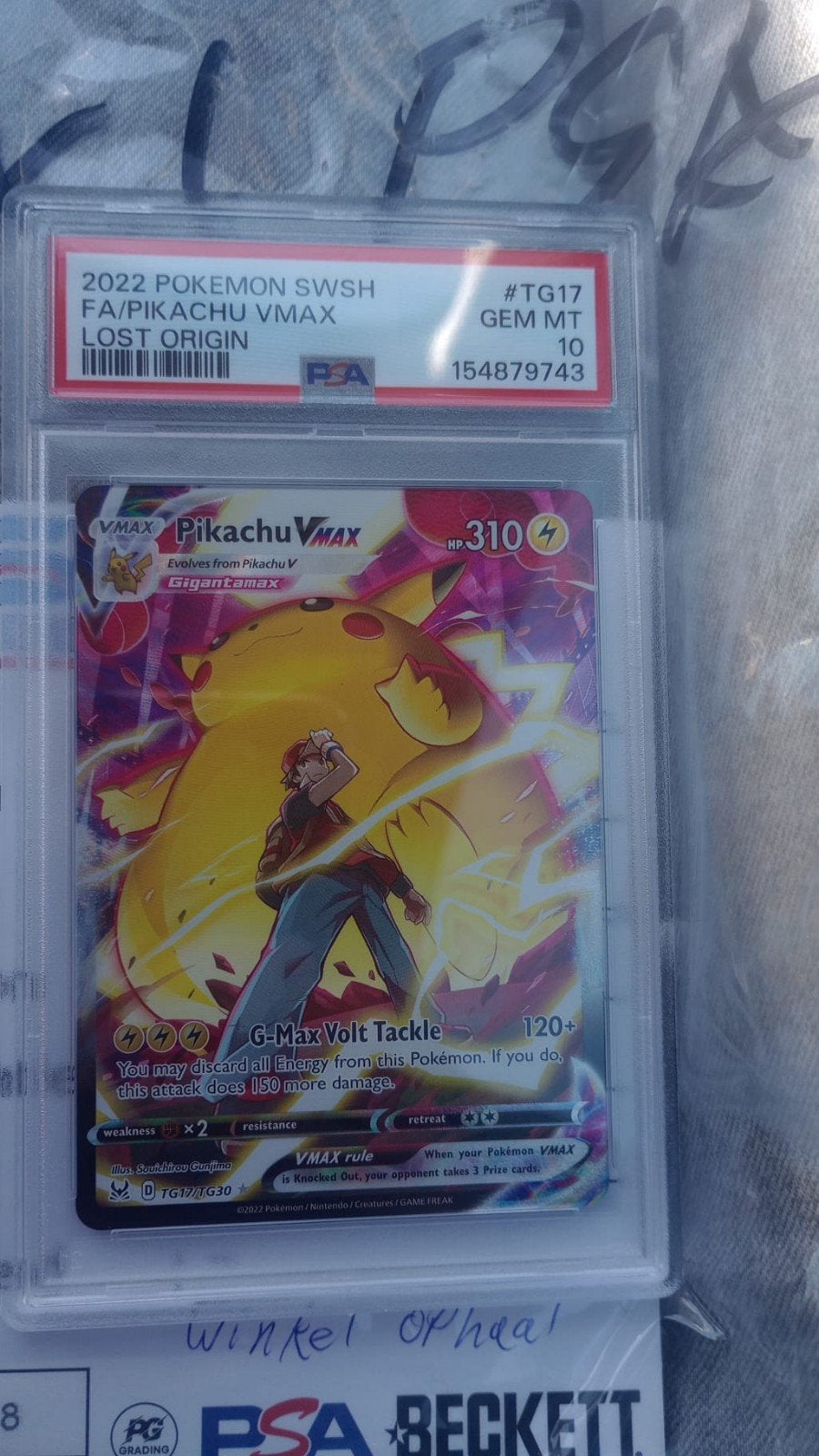 Pikachu VMAX TG17/TG30 PSA 10 Gem Mint Lost Origin, Ophalen of Verzenden, Nieuw, Losse kaart