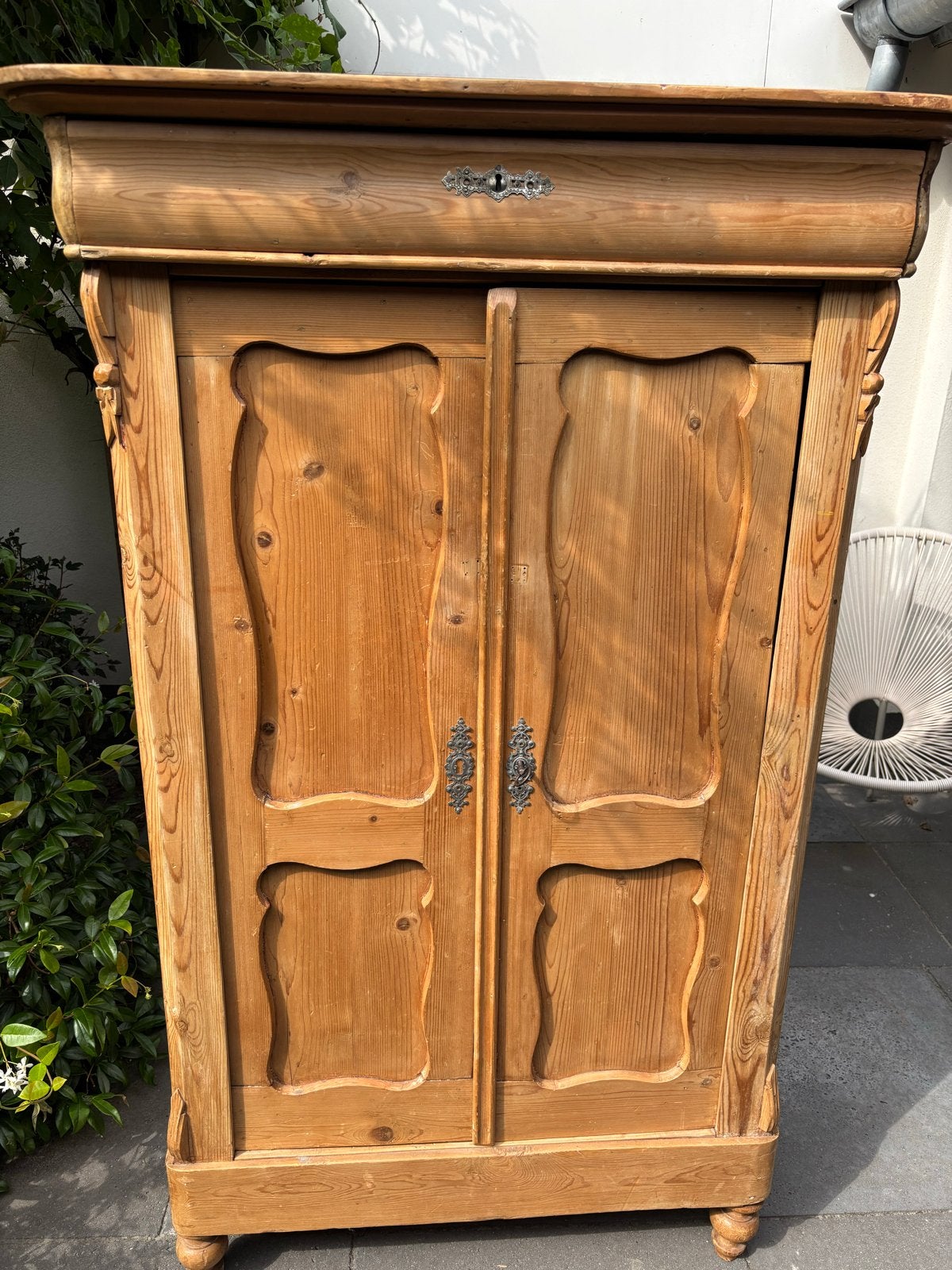 Brocante grenen meidenkast | kledingkast met lade en planken, Ophalen, Gebruikt, Met deur(en), 50 tot 100 cm