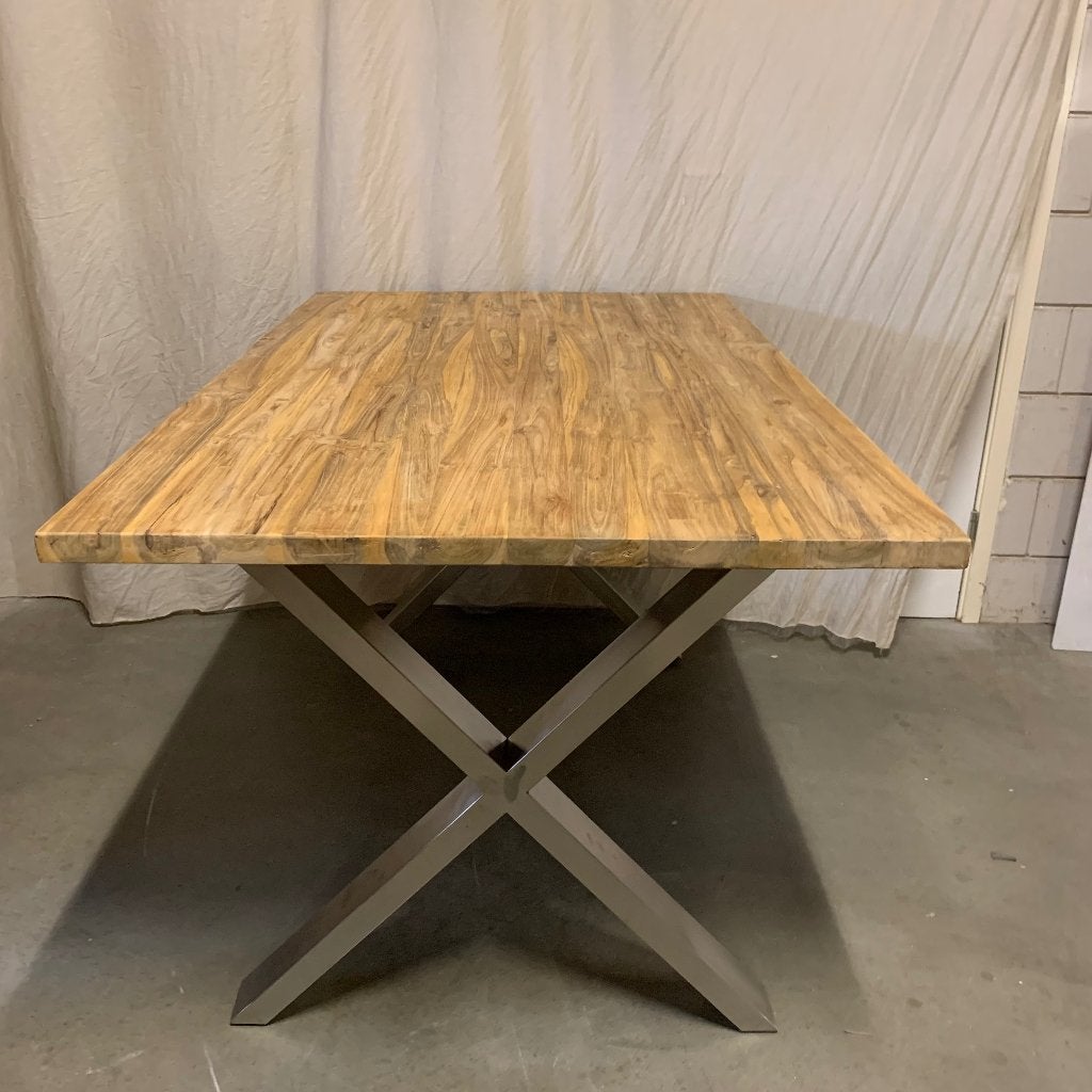 teakhouten eettafel met x poten - 180 x 90 - Gratis bezorgd, TTM Wonen, Meubels – (Perzische) Tapijten en Woonaccessoires, Teakhout