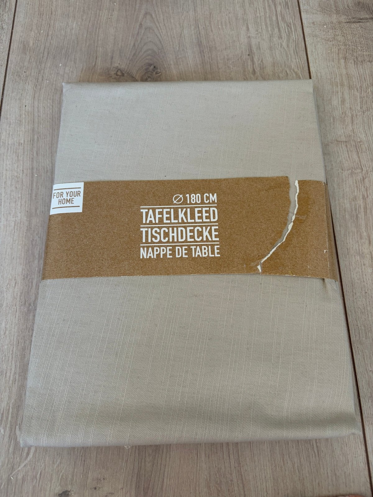 Rond Tafelkleed Beige Ø 180 cm - Nieuw in Verpakking, Huis en Inrichting, Ophalen, Rond, Nieuw, Beige