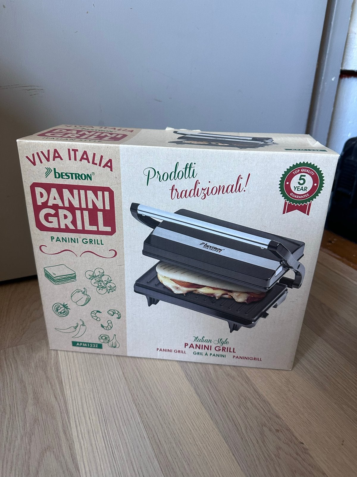 Bestron Panini Grill / Contact Grill RVS - Nieuw in doos, Witgoed en Apparatuur, Contactgrills, Ophalen of Verzenden, Nieuw