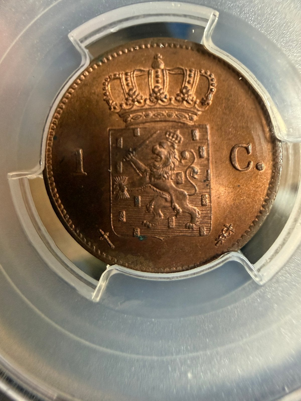 1 cent 1870 Willem III MS63 Pcgs (2e), Ophalen of Verzenden, Koning Willem III, 1 cent, Losse munt