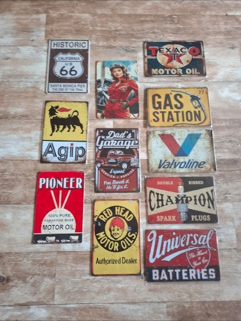 Vintage metalen borden - Retro decoratie - 11 exemplaren, Ophalen of Verzenden