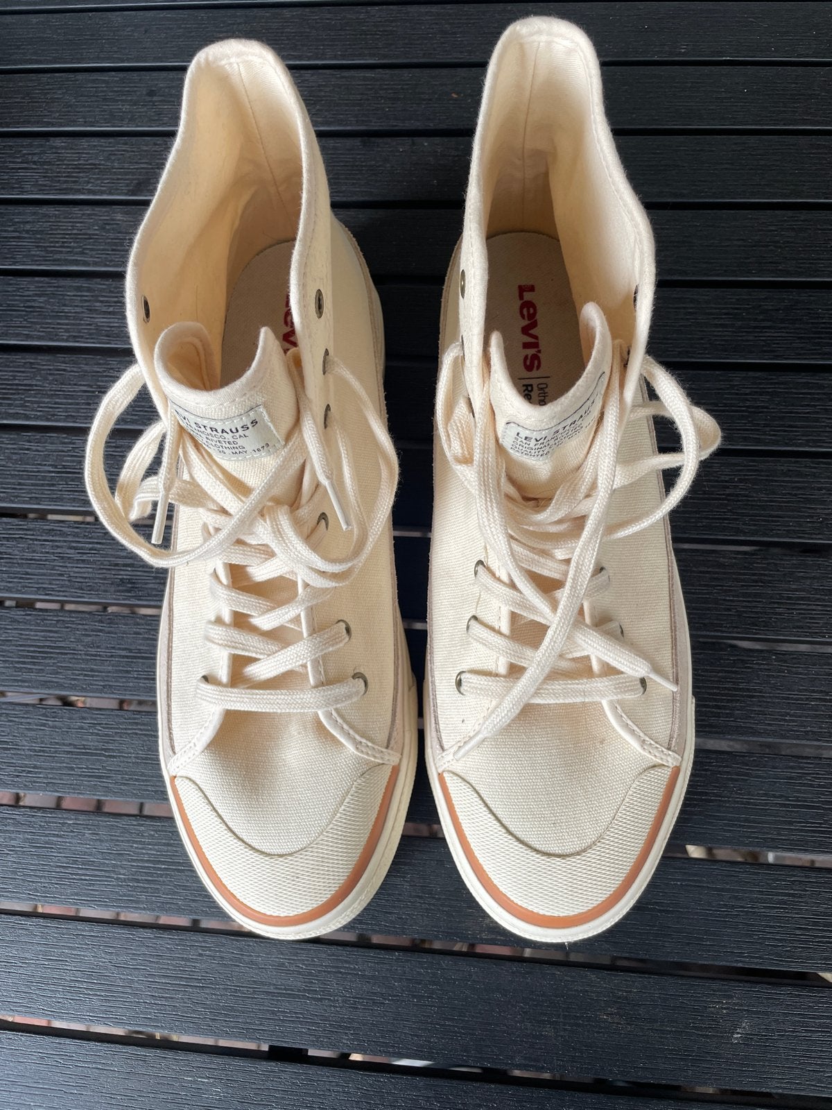 Levi's Canvas High-Top Sneakers - Zo goed als nieuw, Ophalen of Verzenden, Zo goed als nieuw, Beige, Sneakers of Gympen