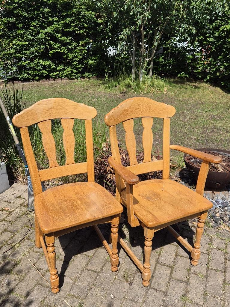 Eetkamer stoelen eiken, Huis en Inrichting, Stoelen, Ophalen, Gebruikt, Twee, Bruin