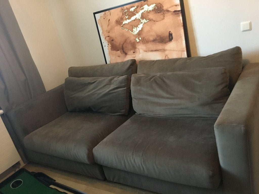 Bankstelsel beige/zand kleur, Ophalen, 100 tot 125 cm, Zo goed als nieuw, Rechte bank