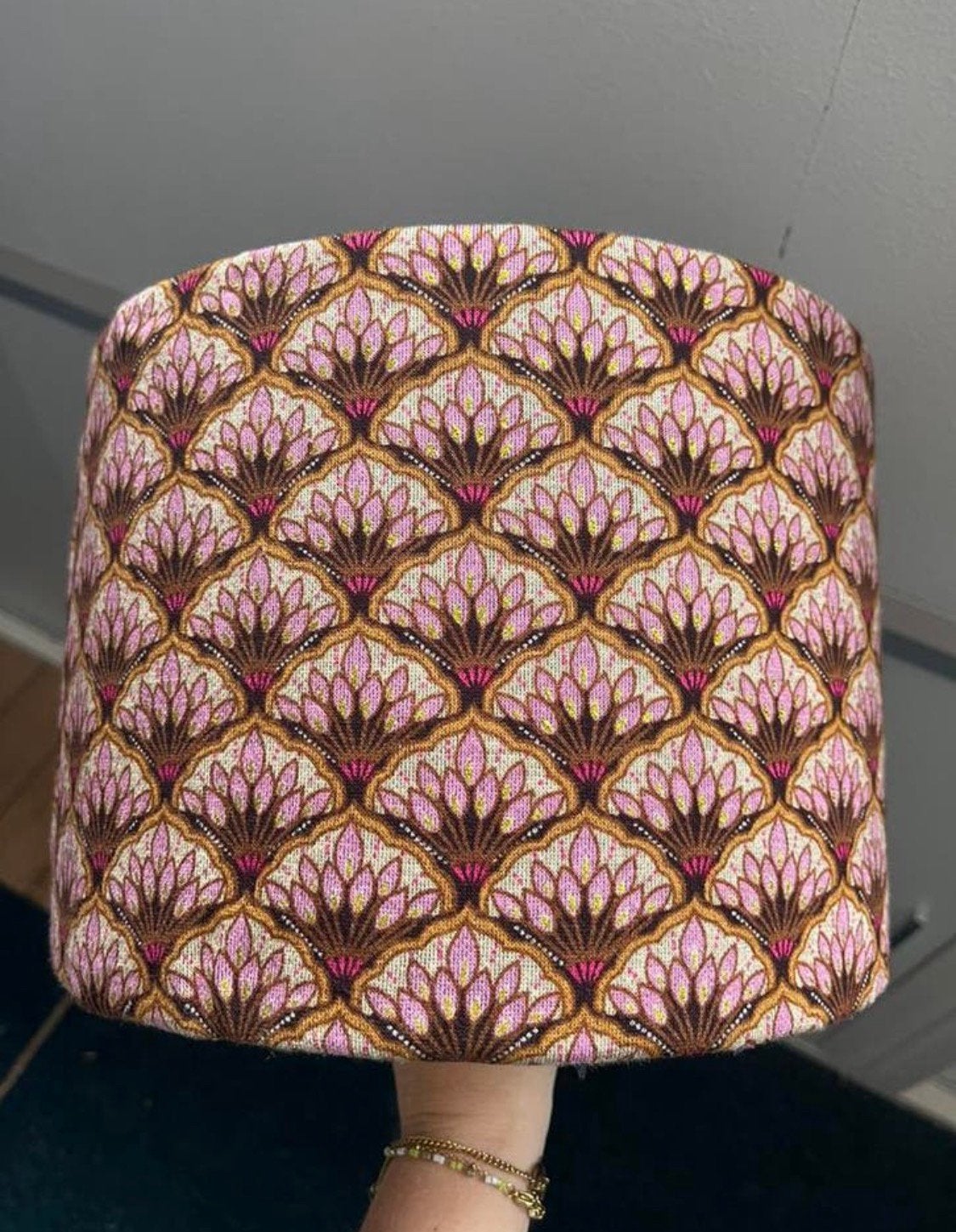 Prachtige cilinder lampenkap met metallic garen NIEUW, Ophalen of Verzenden, Rond