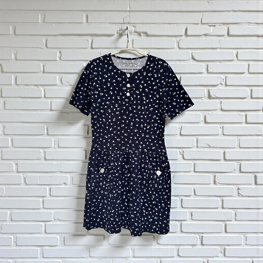 Peter Hahn Jurk Mt 38 Donkerblauw Bloemen Mini Green Cotton, Maat 38/40 (M), Blauw, Ph, Ophalen of Verzenden