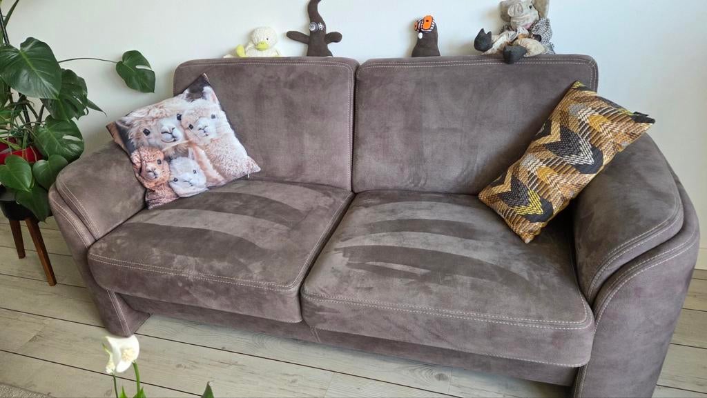 Bankstel 2 en 3zits  taupekleurig, Huis en Inrichting, Banken | Bankstellen, Ophalen, Gebruikt, 75 tot 100 cm