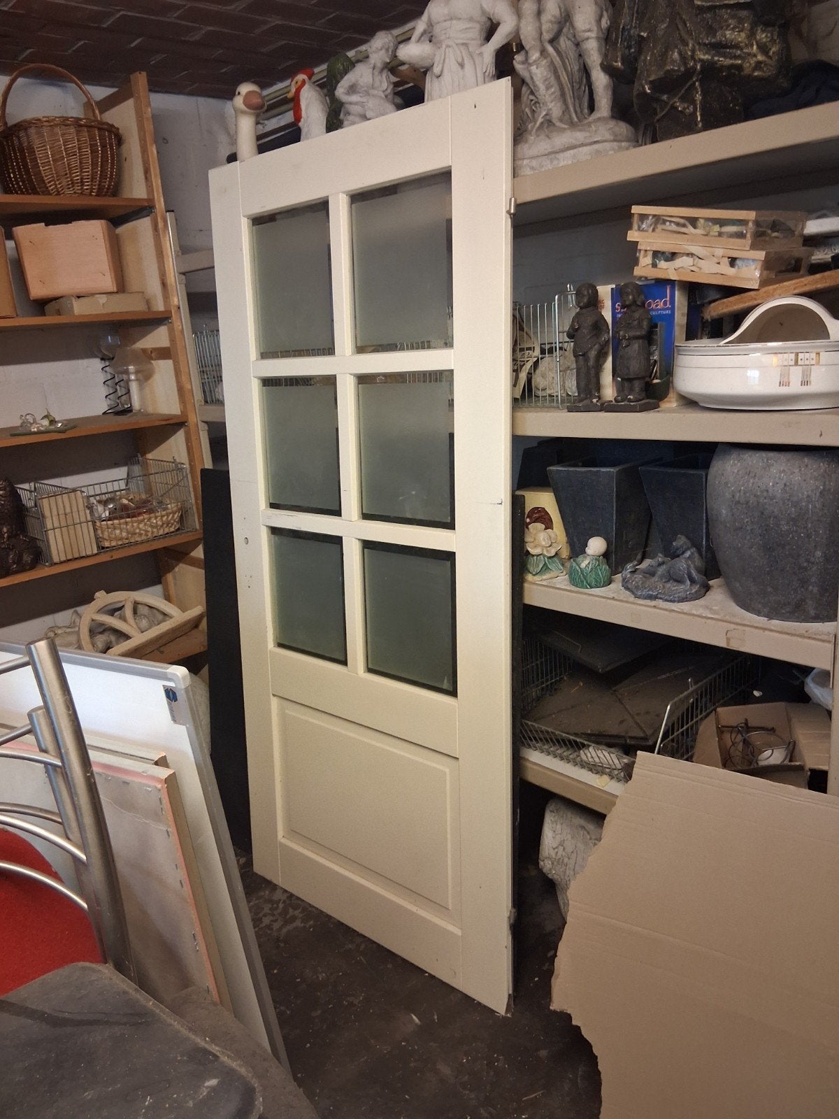 Mooie opdekdeur 200 x 90 cm met facetglas, Ophalen, Zo goed als nieuw, Binnendeur, 200 tot 215 cm