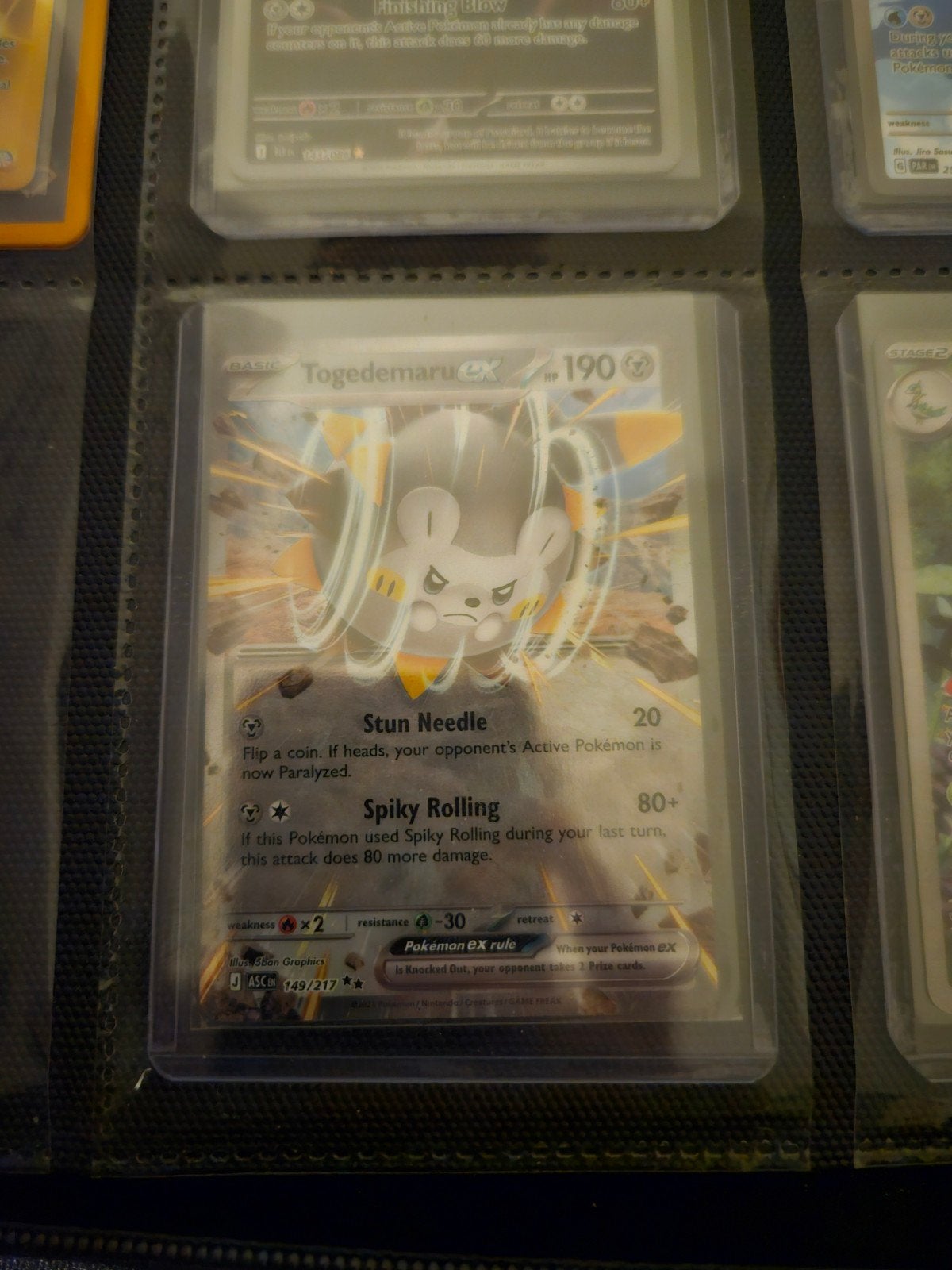 Pokemon Togedemaru ex 149/217 Ascended Heroes, Ophalen of Verzenden, Zo goed als nieuw, Losse kaart, Foil