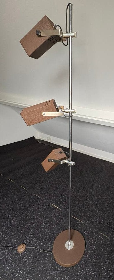 Vintage Donkerbruine Spotlamp Jaren 60-70, Huis en Inrichting, Lampen | Vloerlampen, Ophalen, Gebruikt, Vintage, Minder dan 100 cm