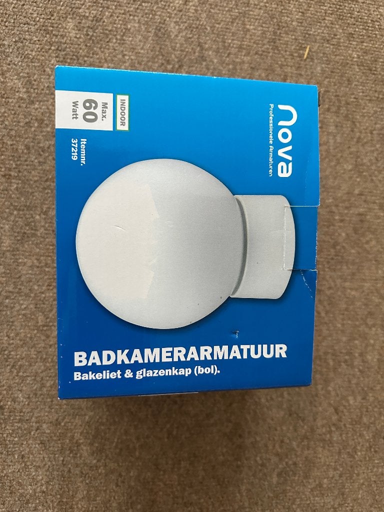 Te koop Badkamer plafondlamp Nova, Overige stijlen, Nieuw, Glas, Wit
