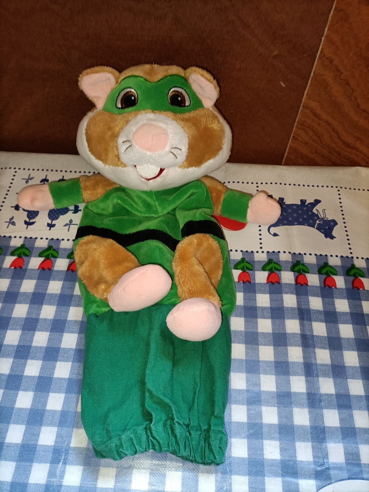 AH hamster poppenkast pop Superheld handpop, Ophalen of Verzenden, Zo goed als nieuw, Overige typen